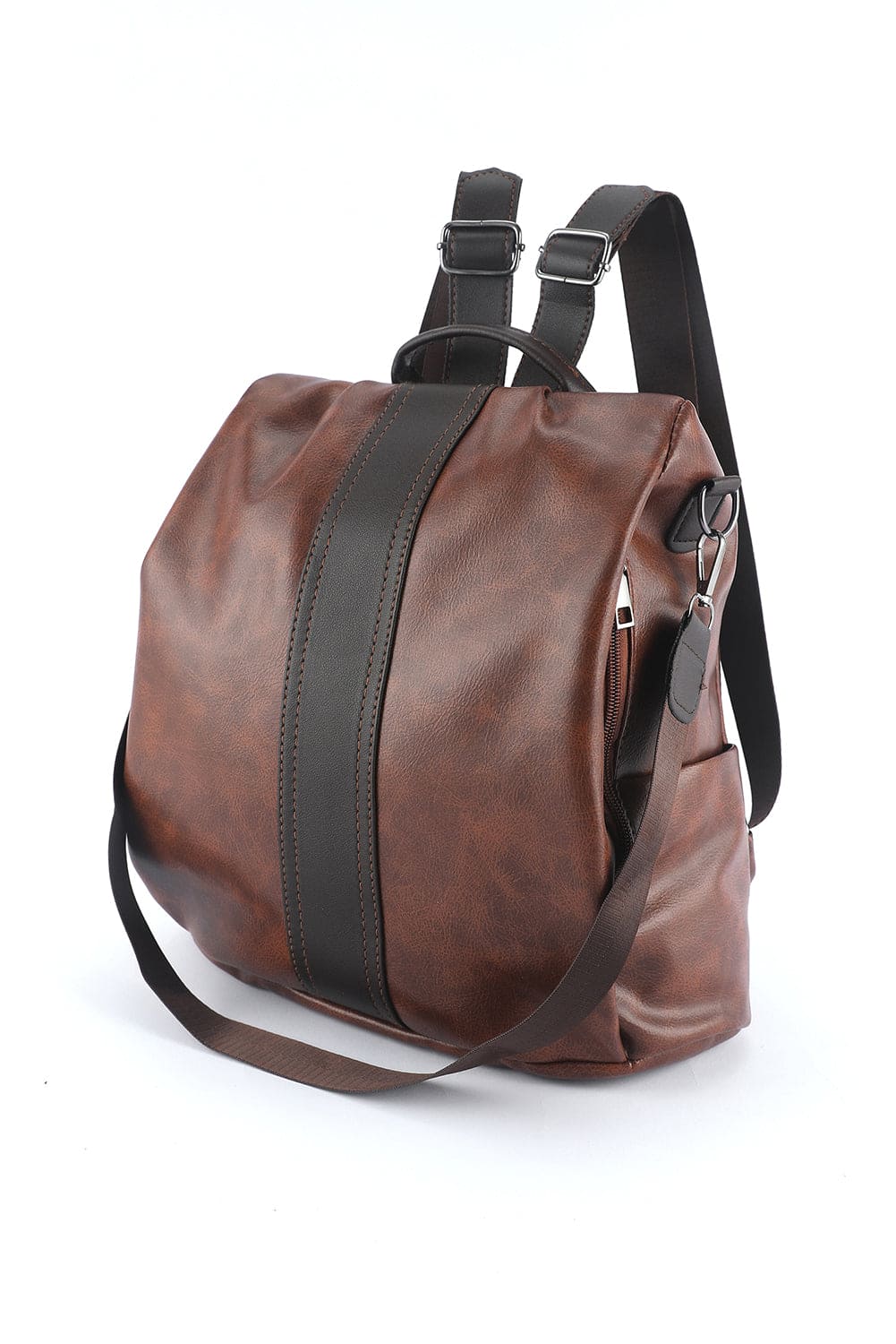 Brown Multifunctional Retro Faux Leather Backpack Brown ONE SIZE Pu Leather Shoes & Bags by Fleurcouture | Fleurcouture