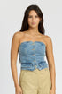 BUTTON FRONT DENIM BUSTIER TOP DENIM S by Emory Park | Fleurcouture