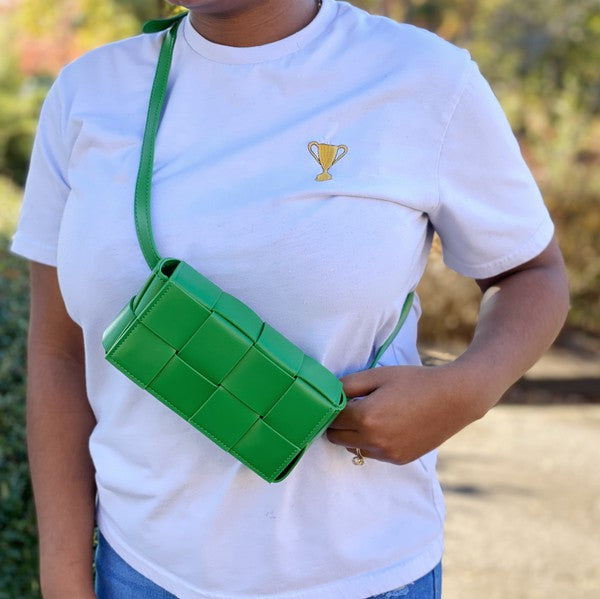 Candy Cube Woven Sling Bag Kelly Green OS by Ellison and Young | Fleurcouture