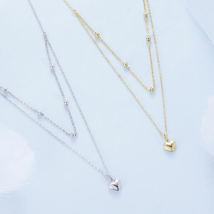 casual heart shape sterling silver plating inlay zircon white gold plated layered necklaces Jewelry by Fleurcouture | Fleurcouture