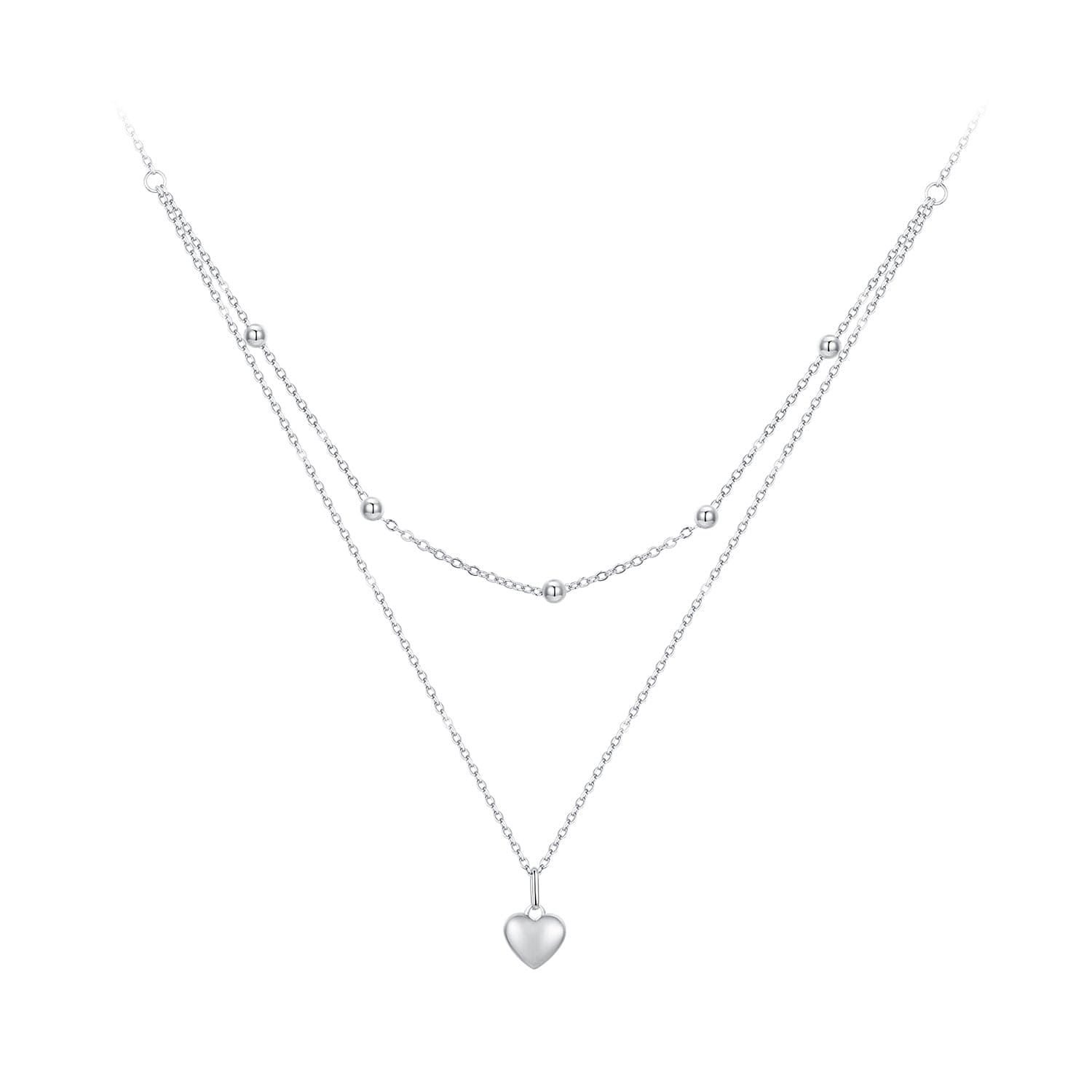 casual heart shape sterling silver plating inlay zircon white gold plated layered necklaces Love-Platinum Jewelry by Fleurcouture | Fleurcouture