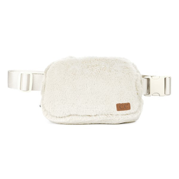 CC Faux Fur Belt Bag Fanny Pack Ivory OS by Truly Contagious | Fleurcouture