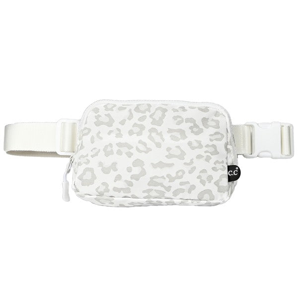 CC Leopard Pattern Belt Bag Fanny Pack White OS by Truly Contagious | Fleurcouture