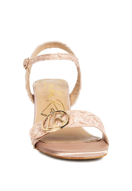 Chaplet Block Heel Pin Buckle Sandals by Rag Company | Fleurcouture