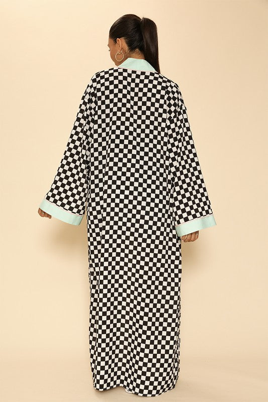 Checkered kimono Black white by Miss Sparkling | Fleurcouture