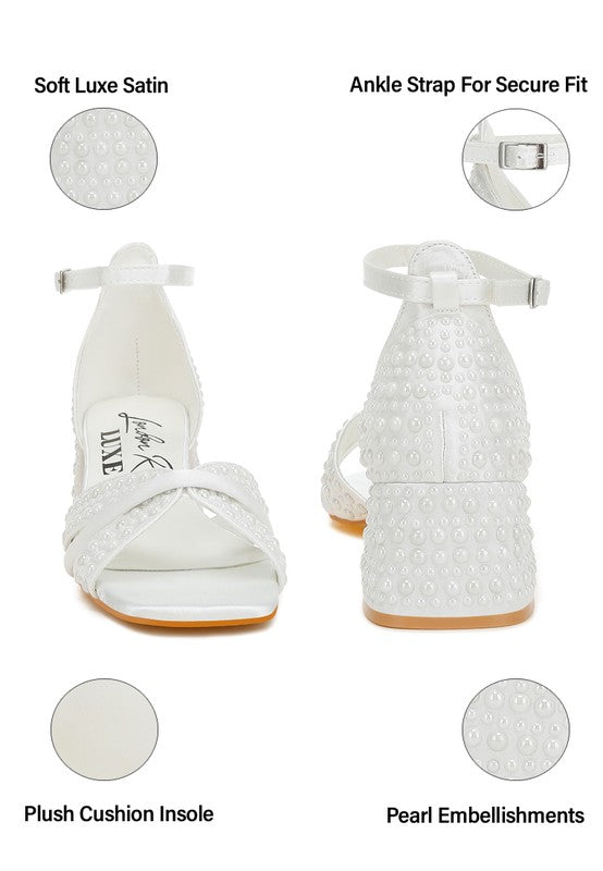 Cinnabon Pearl Embellished Strappy Sandals White by Rag Company | Fleurcouture