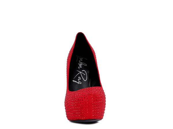 CLARISSE Diamante Faux Suede high Heeled Pumps by Rag Company | Fleurcouture