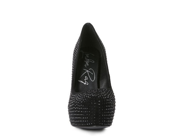 CLARISSE Diamante Faux Suede high Heeled Pumps by Rag Company | Fleurcouture