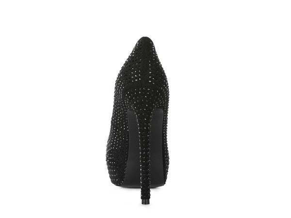 CLARISSE Diamante Faux Suede high Heeled Pumps by Rag Company | Fleurcouture