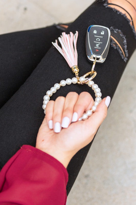 Classic Pearl Key Ring Bracelet Blush OneSize by Aili&