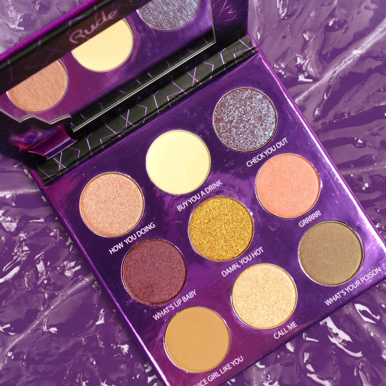 Cocktail Party 9 Eyeshadow Palette - Purple Flame Eyeshadow Palette by Rude Cosmetics | Fleurcouture