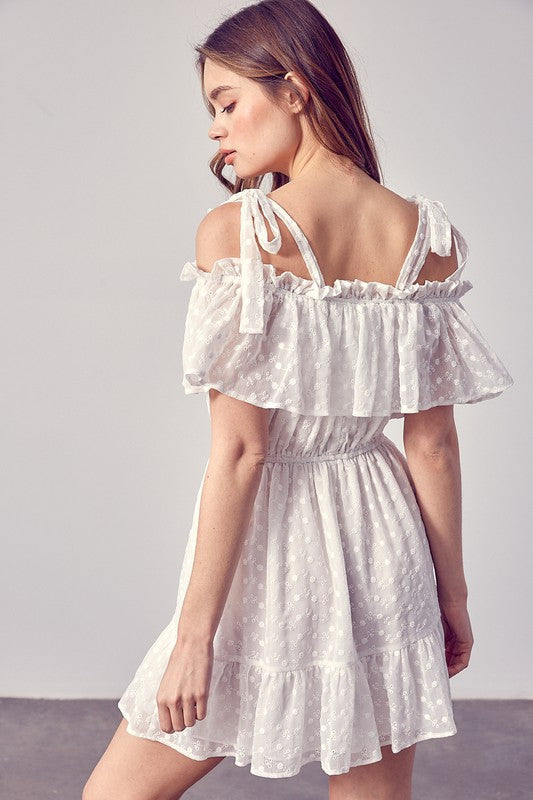 Cold Shoulder Ruffle Dress WHITE by Do + Be Collection | Fleurcouture