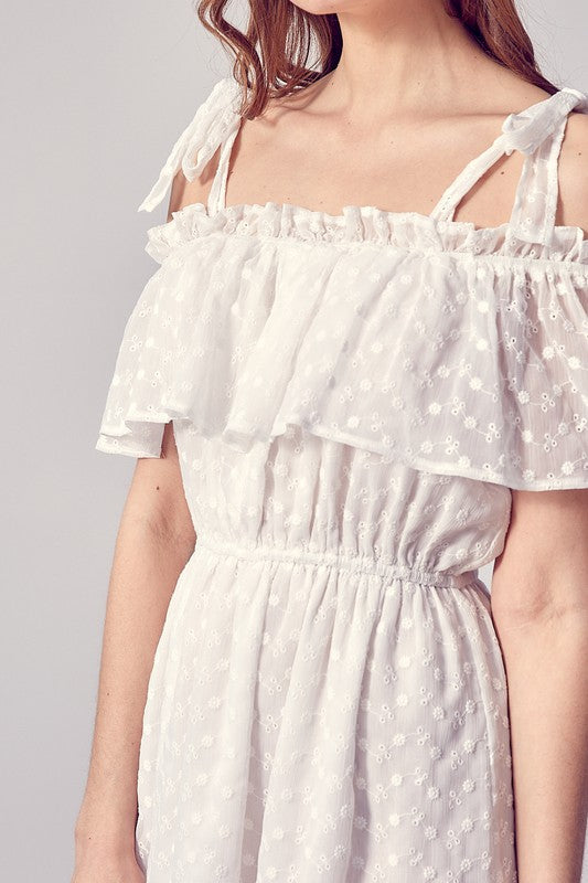 Cold Shoulder Ruffle Dress WHITE by Do + Be Collection | Fleurcouture