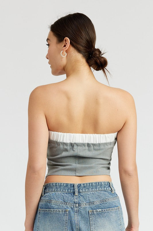 CONTRASTED TUBE TOP GREY by Emory Park | Fleurcouture