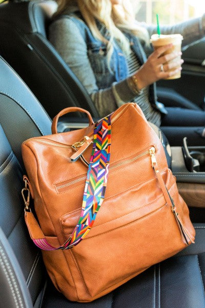 Convertible Guitar Strap Backpack Purse Handbag Camel 1 by Dani & Em | Fleurcouture