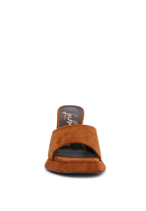 Copyme Micro Suede Slip On Spool Heel Sandals by Rag Company | Fleurcouture