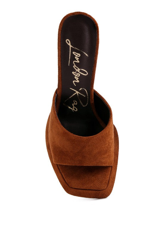 Copyme Micro Suede Slip On Spool Heel Sandals by Rag Company | Fleurcouture