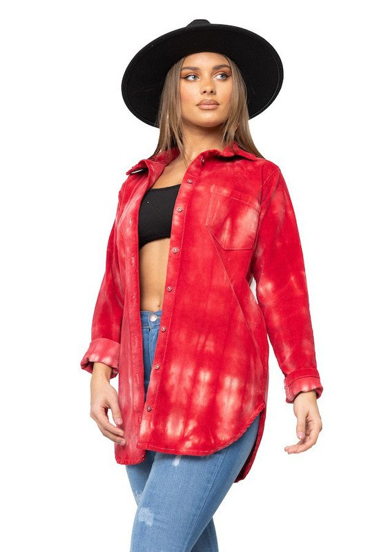 Corduroy Top in Red Red M by GJG Denim | Fleurcouture