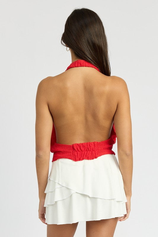 COWL NECK HALTER TOP by Emory Park | Fleurcouture