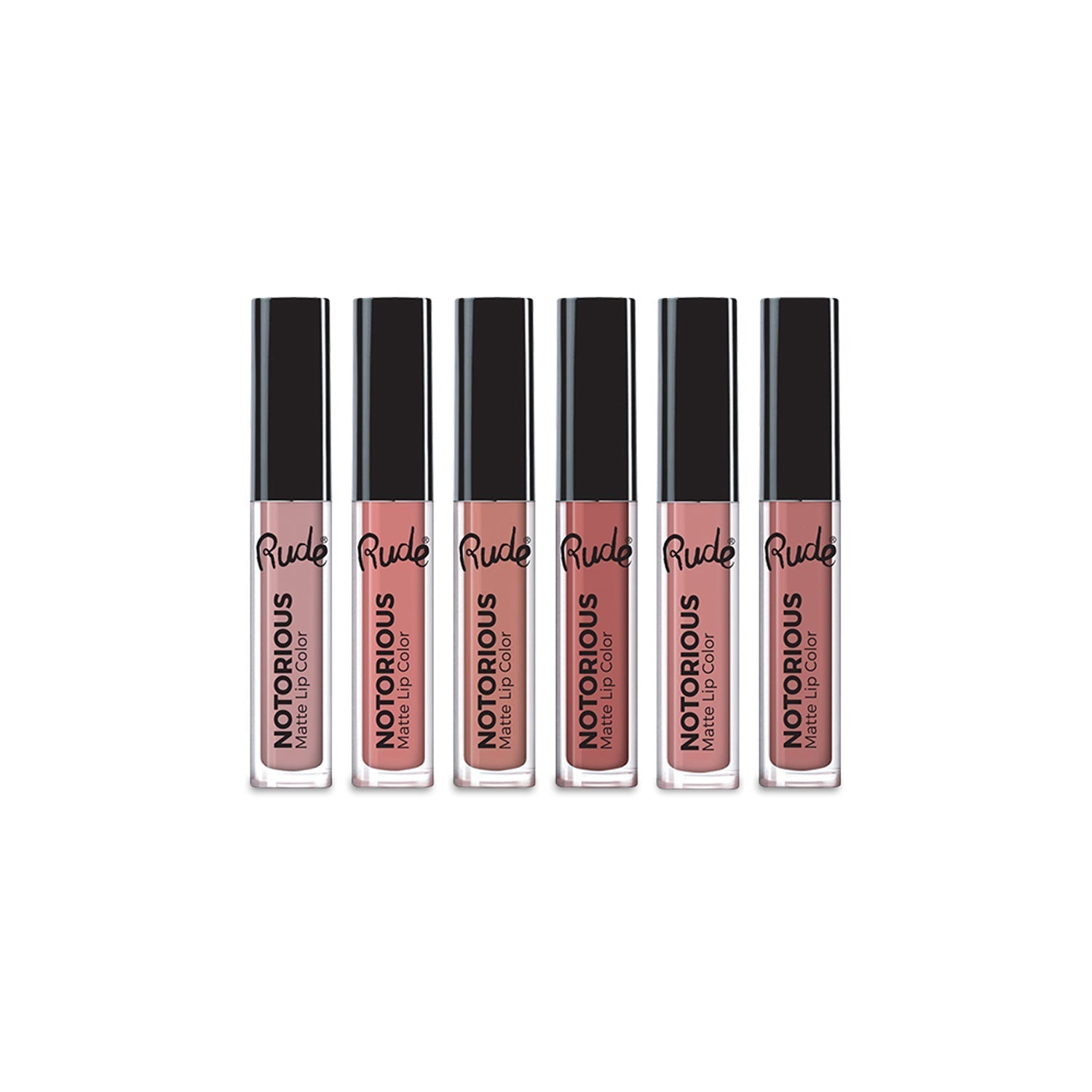 Crime Does Pay Notorious 6 Lip Color Set - Nude Nude Lipstick by Rude Cosmetics | Fleurcouture