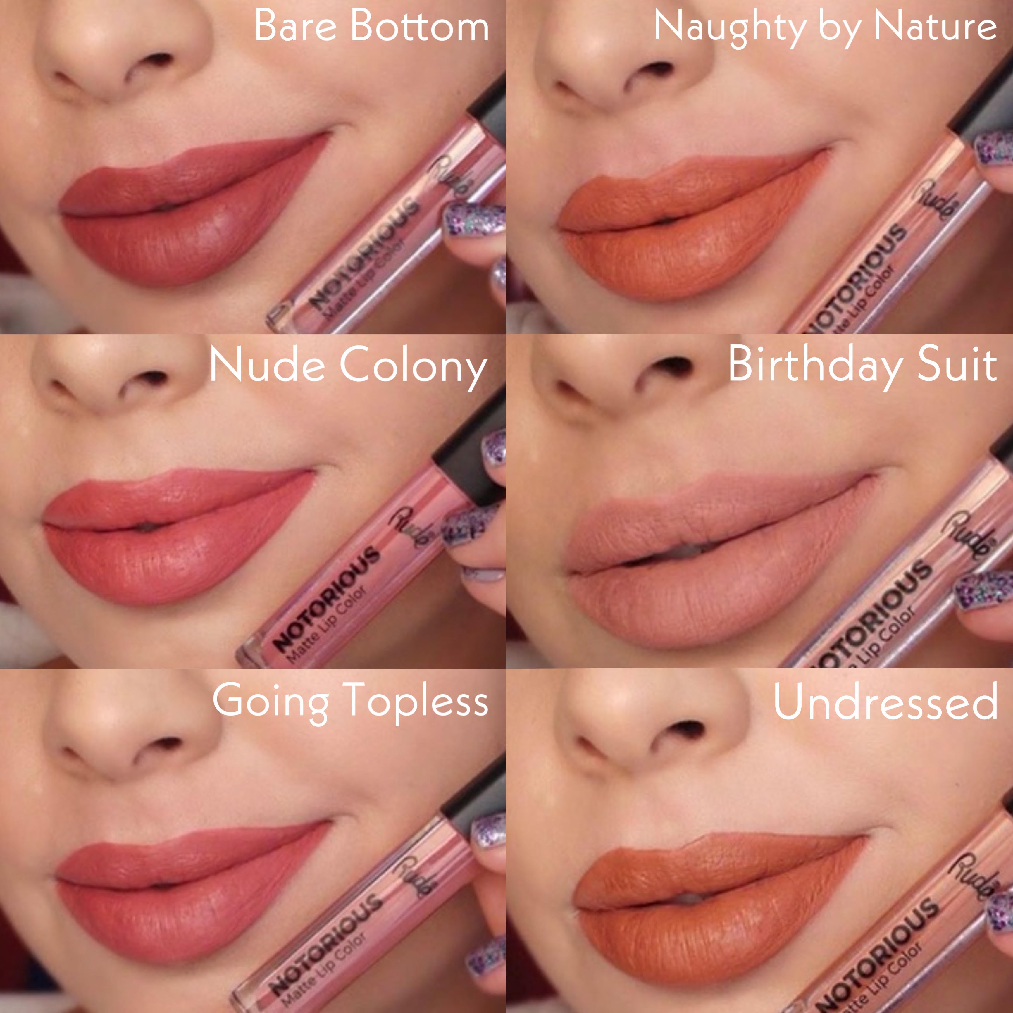 Crime Does Pay Notorious 6 Lip Color Set - Nude Nude Lipstick by Rude Cosmetics | Fleurcouture