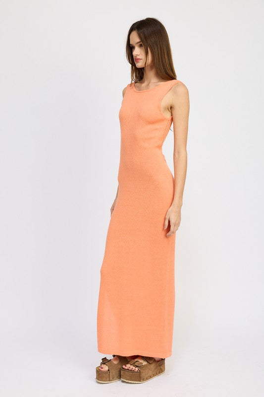 CROCHET MAXI DRESS WITH BACK TIE DETAIL by Emory Park | Fleurcouture