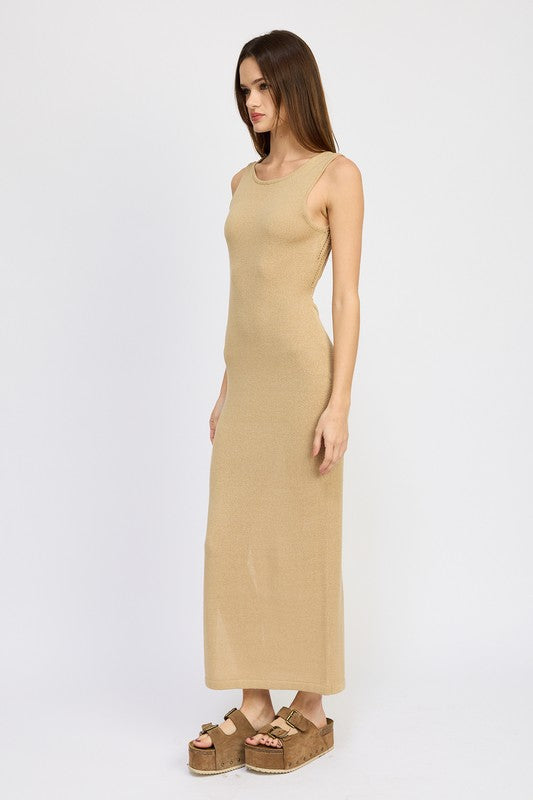 CROCHET MAXI DRESS WITH BACK TIE DETAIL by Emory Park | Fleurcouture