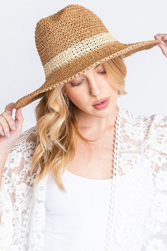 Crochet Straw Convertible Sun Hat O/S by LA Jewelry Plaza | Fleurcouture