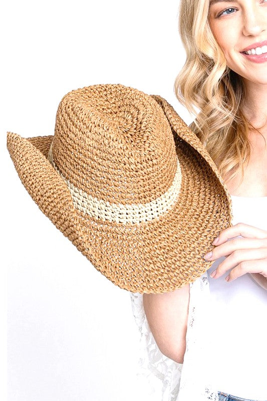Crochet Straw Convertible Sun Hat O/S by LA Jewelry Plaza | Fleurcouture