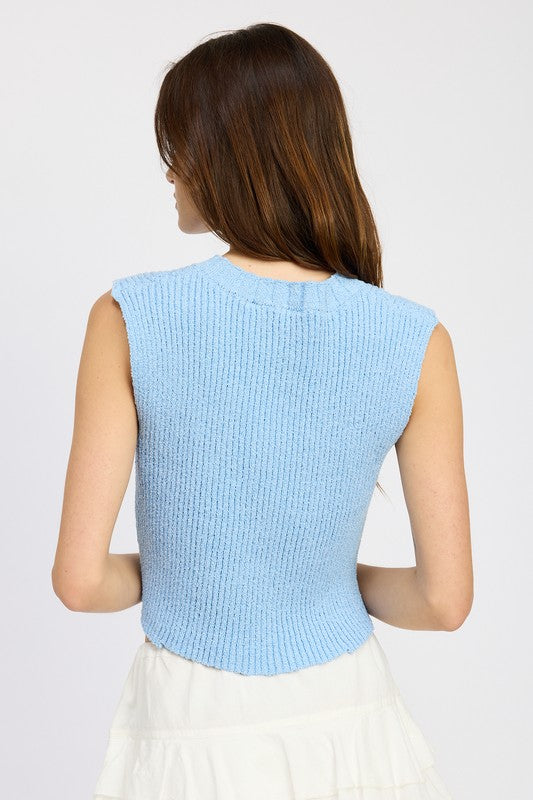 CROP VEST STYLE TOP LIGHT TAN by Emory Park | Fleurcouture