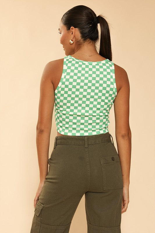 Cropped printed rib knit tank by Miss Sparkling | Fleurcouture