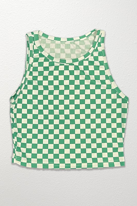 Cropped printed rib knit tank by Miss Sparkling | Fleurcouture