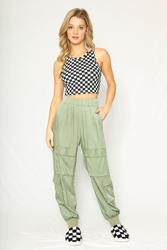 Cropped printed rib knit tank by Miss Sparkling | Fleurcouture