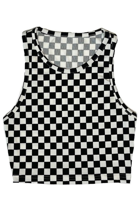 Cropped printed rib knit tank by Miss Sparkling | Fleurcouture