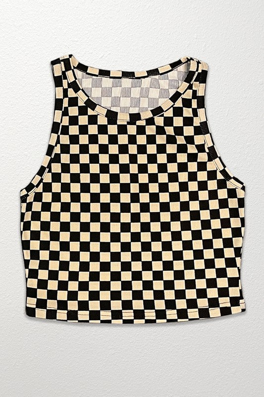 Cropped printed rib knit tank by Miss Sparkling | Fleurcouture