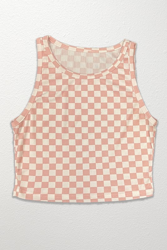 Cropped printed rib knit tank by Miss Sparkling | Fleurcouture