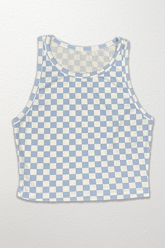Cropped printed rib knit tank by Miss Sparkling | Fleurcouture