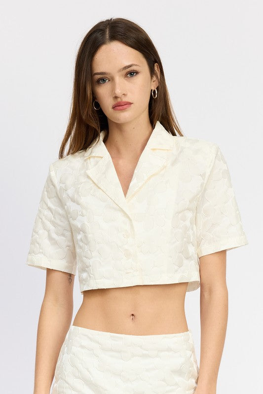 CROPPED SHIRT TOP WHITE S by Emory Park | Fleurcouture