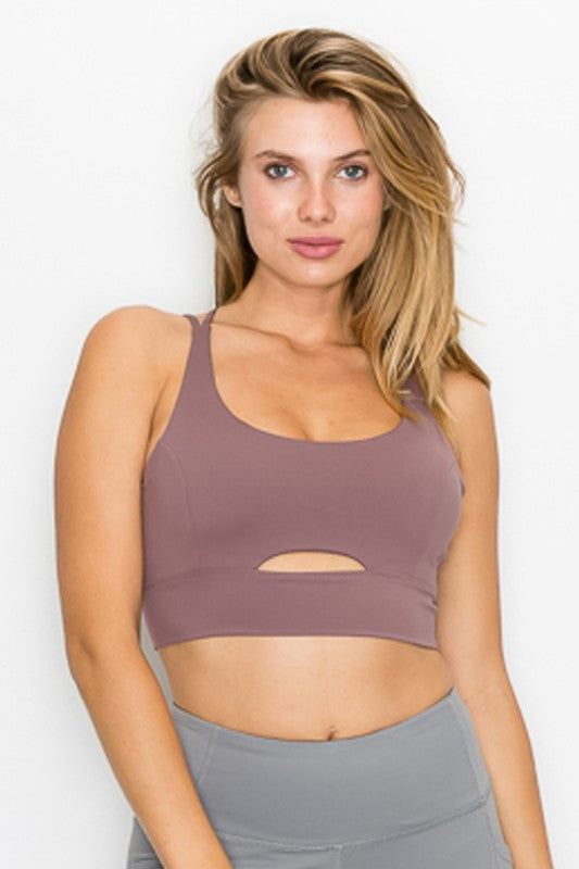 Cross Back Front Slit Sports Bra 1210 Bazaar S by OTOS Active | Fleurcouture