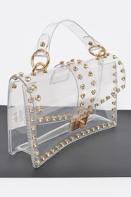 Crystal Accent Clear Crossbody Swing Bag O/S by Artini Accessories | Fleurcouture