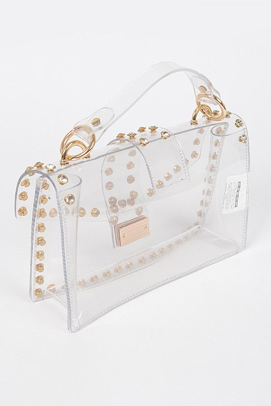 Crystal Accent Clear Crossbody Swing Bag O/S by Artini Accessories | Fleurcouture