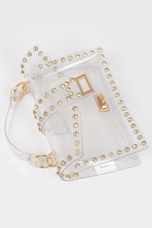 Crystal Accent Clear Crossbody Swing Bag O/S by Artini Accessories | Fleurcouture