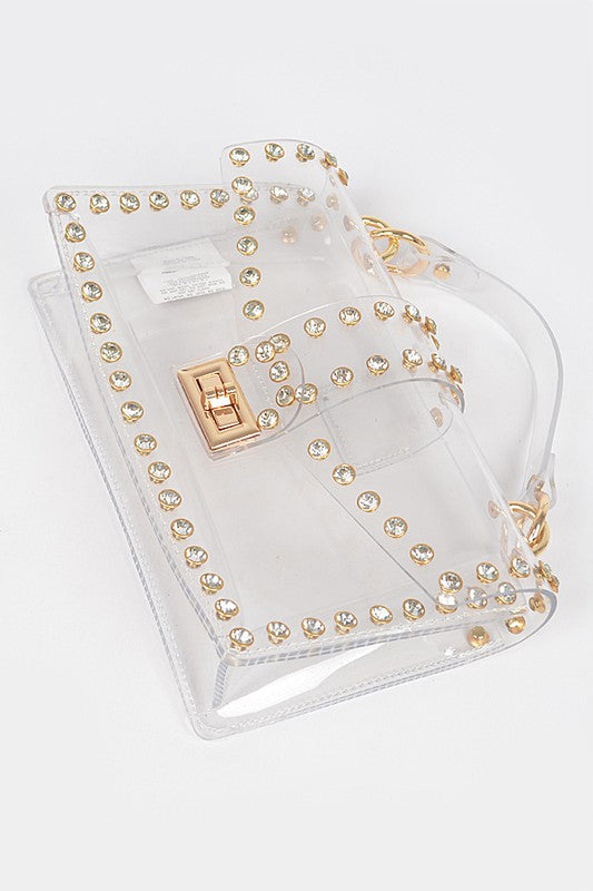 Crystal Accent Clear Crossbody Swing Bag O/S by Artini Accessories | Fleurcouture