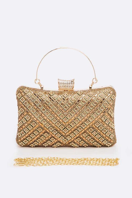 Crystal Iconic Bridal Party Box Clutch Gold O/S by Artini Accessories | Fleurcouture