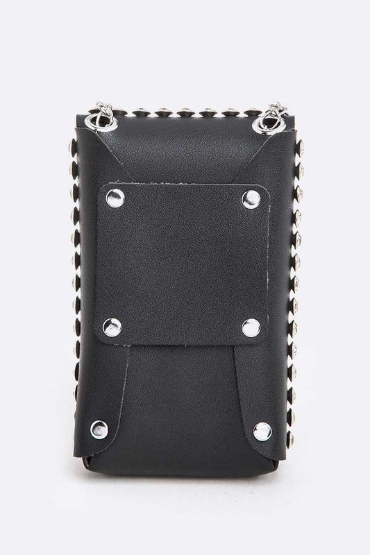 Crystal Studs Cellphone Convertible Bag O/S by Artini Accessories | Fleurcouture