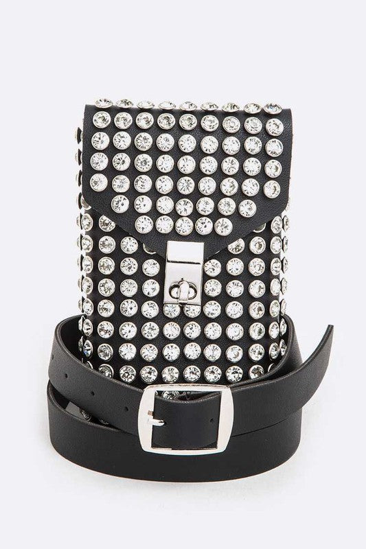 Crystal Studs Cellphone Convertible Bag O/S by Artini Accessories | Fleurcouture