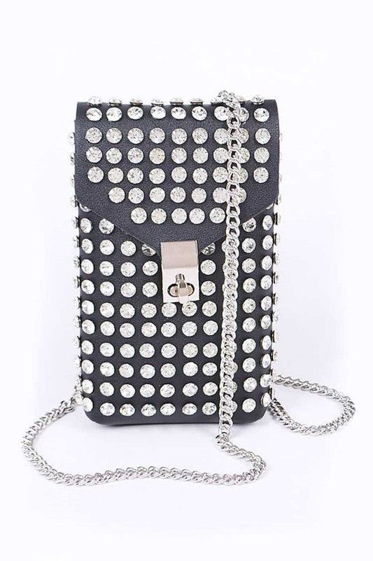 Crystal Studs Cellphone Convertible Bag O/S by Artini Accessories | Fleurcouture