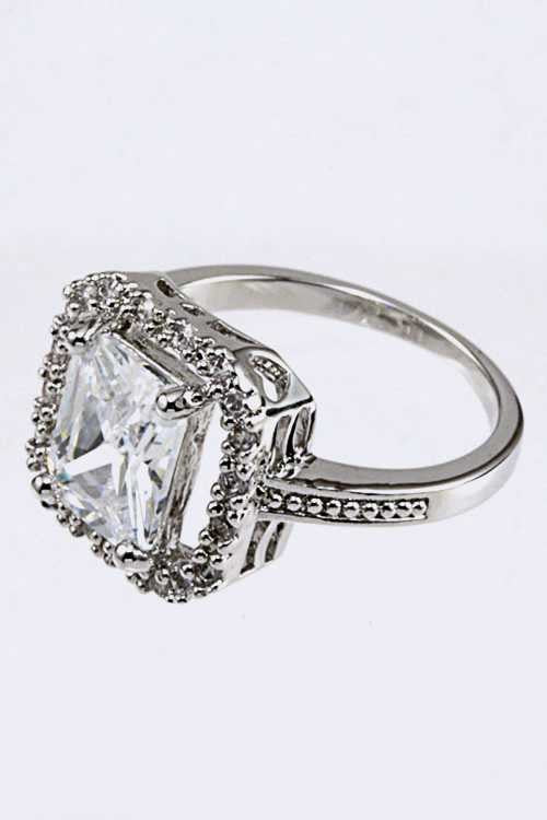Cubic Zirconia Ring Rhodium by LA Jewelry Plaza | Fleurcouture