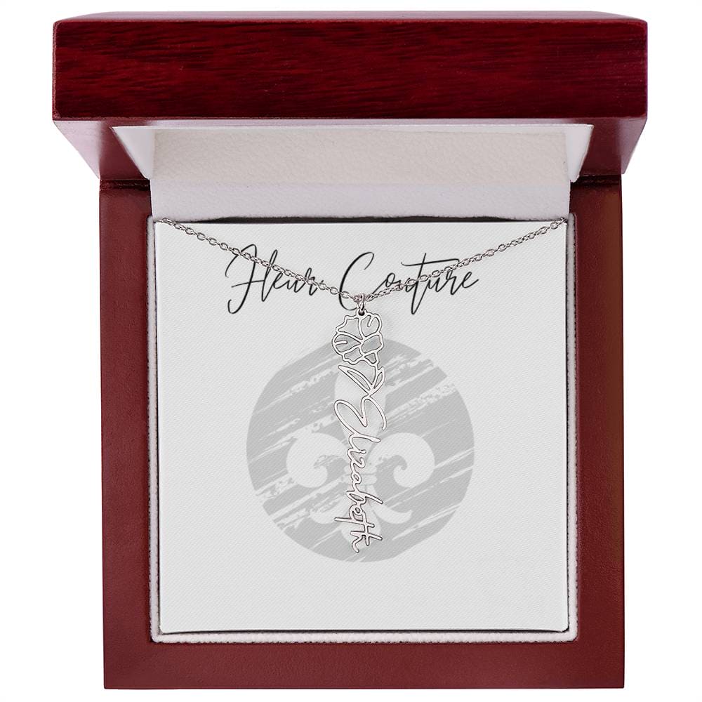 Custom rose name necklace Polished Stainless Steel Luxury Box September Jewelry by ShineOn Fulfillment | Fleurcouture