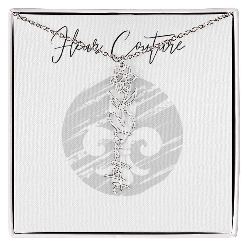 Custom rose name necklace Polished Stainless Steel Standard Box March Jewelry by ShineOn Fulfillment | Fleurcouture